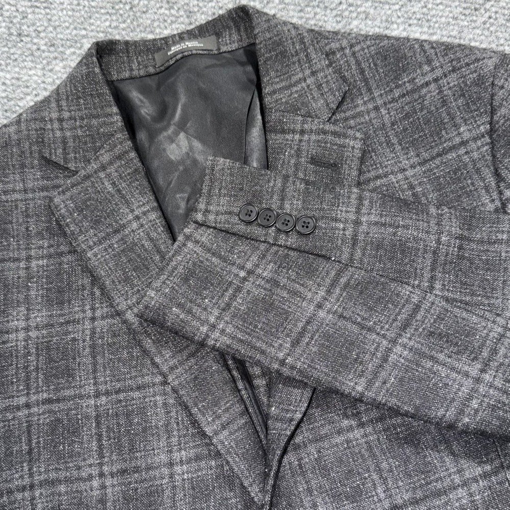 Nordstrom Blazer 44R Gray Plaid Tollegno 1900 Trim Fit Italian Wool Modern